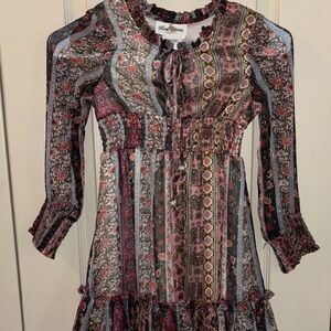 Rare Editions Girls 8 patterned Long Sleeve Dress
